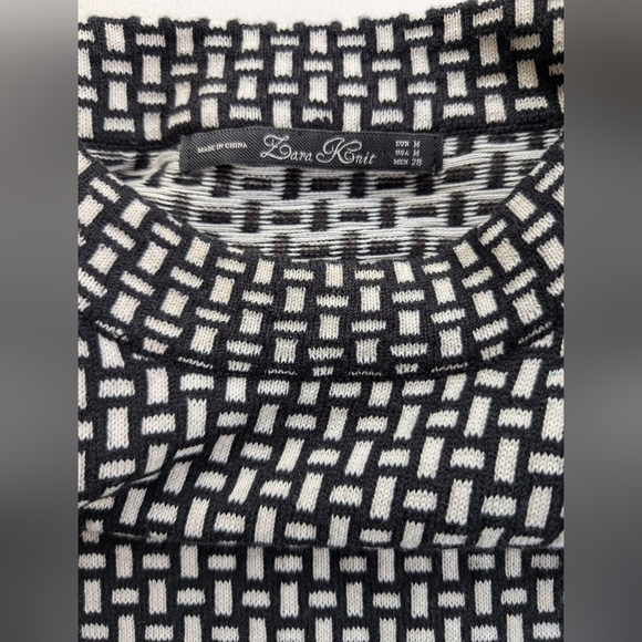 Zara Knit structured black and white geometric sweater dress size medium - Picture 5 of 7